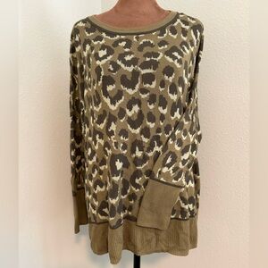 Wonderly Green Leopard Print Sweater